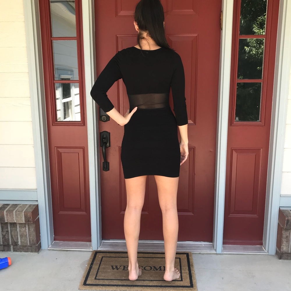 GUESS Black Club Dress with Mesh Waist - M